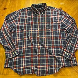 Nautica Blue Red Plaid Long Sleeve Cotton Button Up Mens XL